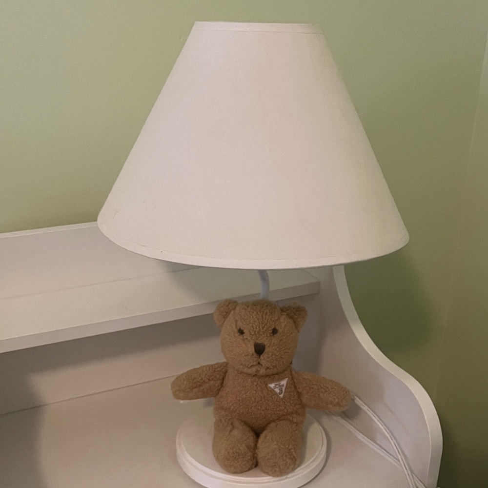 White Nursery Lamp with Teddy Bear Accent